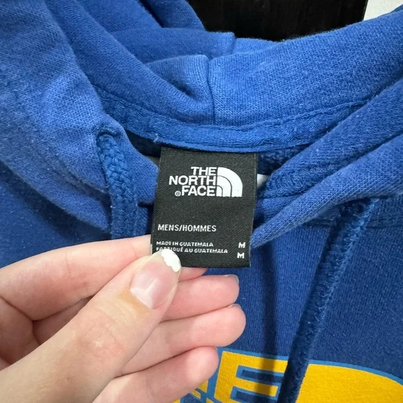 The North Face Men's Royal Blue Hoodie with Yellow Logo - Picture 2 of 3